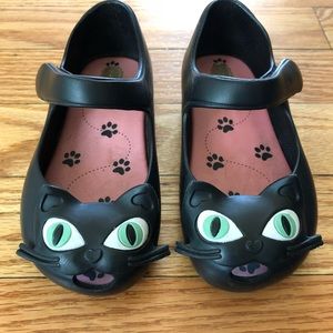 Mini Melissa black cat shoes size 8